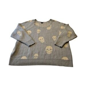 Torrid Grey Gold Metallic Skull Knit Sweater‎ Plus Size 5 Raglan Long Sleeve